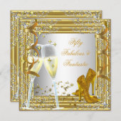 50 & Fantastic Fabulous Gold Silver Einladung (Vorne/Hinten)