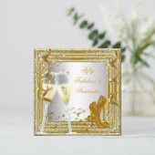 50 & Fantastic Fabulous Gold Silver Einladung (Stehend Vorderseite)