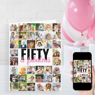 50 & Fantastisch Editierbare große Fotocollage Geb Karte