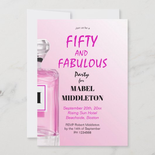 50 Fantastisch-Französisch-Chic Pink-Parfüm-Monogr Einladung (Vorderseite)