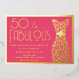 50 & fantastisch! Hot Pink 50. Geburtstagsfeier Go Folieneinladung