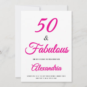 50 & Fantastisch Hot Pink Schwarzer 50. Geburtsta Einladung