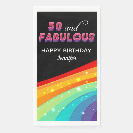 50 & Fantastisch Regenbogen-Sparkle 50. Geburtstag Serviette (Vorderseite)