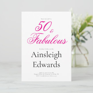 50 & Fantastisch Rosa Fünfzigster Geburtstag Einladung