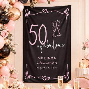 50 & Fantastisch Schwarz Rosa Handgezeichnetes Her Banner