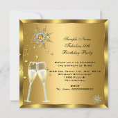 50 & Fantastische Champagner Heelse Gold Snowflake Einladung (Rückseite)