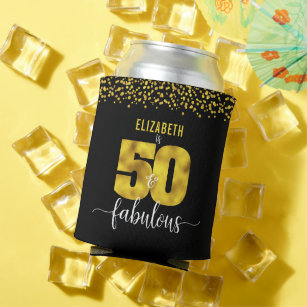 50 fantastische Geburtstags-Black Gold Glitzer Dot Dosenkühler