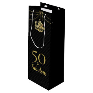 50 & Fantastische Geburtstagsfeier Goldener Kronle Geschenktüte Für Weinflaschen
