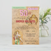 50 Fantastische Geburtstagsparty, Kunst, Frühlings Einladung (Stehend Vorderseite)