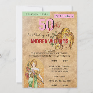 50 Fantastische Geburtstagsparty, Kunst, Frühlings Einladung