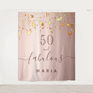 50 fantastische Geburtstagsrose Goldene Sterne ele Wandteppich
