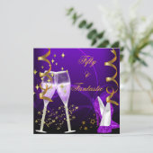 50 & Fantastische Lila Champagnerschuhe Einladung (Stehend Vorderseite)