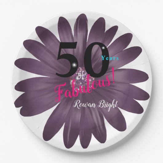 50 Fantastische, lila Glitzer-Därme, vielseitig Pappteller (Vorderseite)