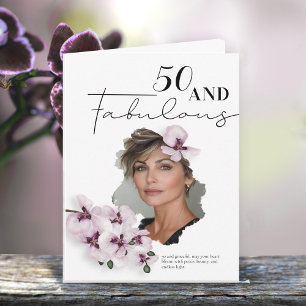50 & Fantastische Orchideen-Foto-Geburtstagskarte Karte