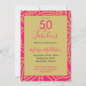 50 Fantastische Pink-Gold-Party Einladung (Vorderseite)