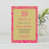 50 Fantastische Pink-Gold-Party Einladung (Stehend Vorderseite)