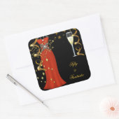50 Fantastische Red Dress Black Gold Sticker SQ (Umschlag)