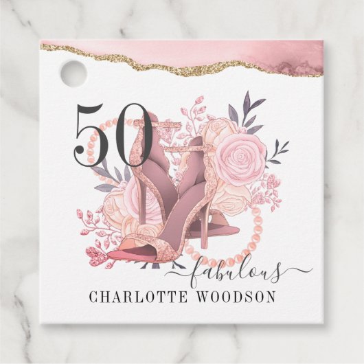 50 Fantastische Rose Gold Glitzer Agate Shoes Gesc Geschenkanhänger (Vorderseite)