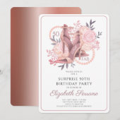 50. Fantastische Rose Gold Glitzer Tanzschuhe Einladung (Vorne/Hinten)