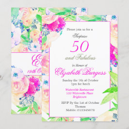 50 Fantastische Rose mit Blumen Rosa Chic Geburtst Einladung
