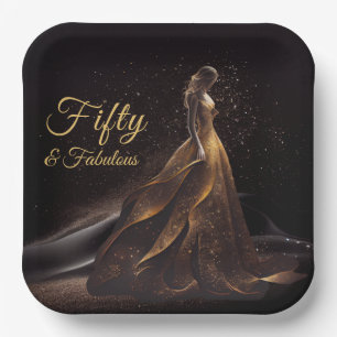 50 Fantastischer Black Gold Glitzer Sparkle Pappteller