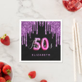50 Fantastischer Geburtstag schwarzer lila Glitzer Serviette (Beispiel)
