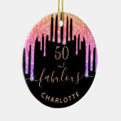 50 Fantastischer Geburtstag schwarzer Regenbogen-G Keramik Ornament (Rechts)
