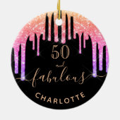 50 Fantastischer Geburtstag schwarzer Regenbogen-G Keramik Ornament (Hinten)