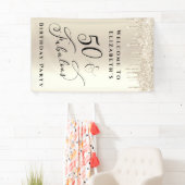 50 Fantastischer Glitzer Champagne Gold Geburtstag Banner (Insitu)
