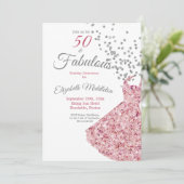 50 Fantastischer Glitzer Elegantes Cocktailkleid P Einladung (Stehend Vorderseite)
