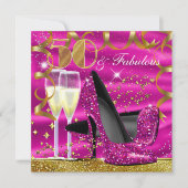50 Fantastischer Glitzer Pink Gold Geburtstag Einl Einladung (Vorderseite)