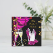 50 Fantastisches Party mit rosa Champagner Einladung (Stehend Vorderseite)