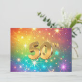 50. Farbenfroher Regenbogenstern Feiertagskarte (Stehend Vorderseite)