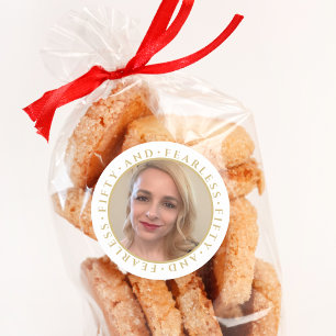 50 & Fearless Elegant Gold Custom Foto Geburtstag Runder Aufkleber