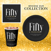 50 & Fearless Geburtstag Elegant Modernes Schwarze Button