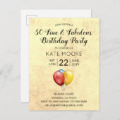 50 Fine Fabulous Geburtstag Einladungspostkarte (Vorne/Hinten)