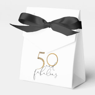 50 & Flawless Gold Glack & White Script Geburtstag Geschenkschachtel