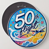 50. Flug Flugzeug farbenfrohes Souvenir Button (Vorne & Hinten)