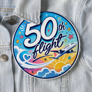 50. Flug Flugzeug farbenfrohes Souvenir Button
