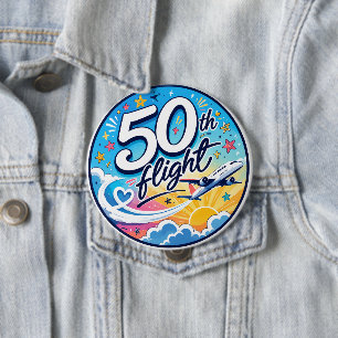 50. Flug Flugzeug farbenfrohes Souvenir Button