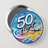 50. Flug Flugzeug farbenfrohes Souvenir Button (Vorne & Hinten)