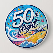 50. Flug Flugzeug farbenfrohes Souvenir Button (Vorderseite)