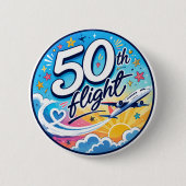 50. Flug Flugzeug farbenfrohes Souvenir Button (Vorderseite)