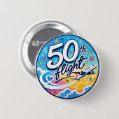 50. Flug Flugzeug farbenfrohes Souvenir Button (Vorne & Hinten)