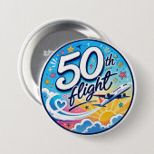 50. Flug Flugzeug farbenfrohes Souvenir Button (Vorne & Hinten)