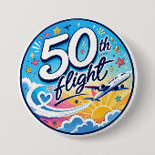 50. Flug Flugzeug farbenfrohes Souvenir Button (Vorderseite)