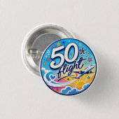 50. Flug Flugzeug farbenfrohes Souvenir Button (Vorne & Hinten)