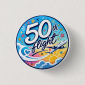 50. Flug Flugzeug farbenfrohes Souvenir Button (Vorderseite)