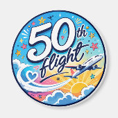 50. Flug Flugzeug farbenfrohes Souvenir Magnet (Vorne)