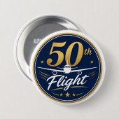 50. Flug goldenes Flugzeug Reiseandenken Button (Vorne & Hinten)